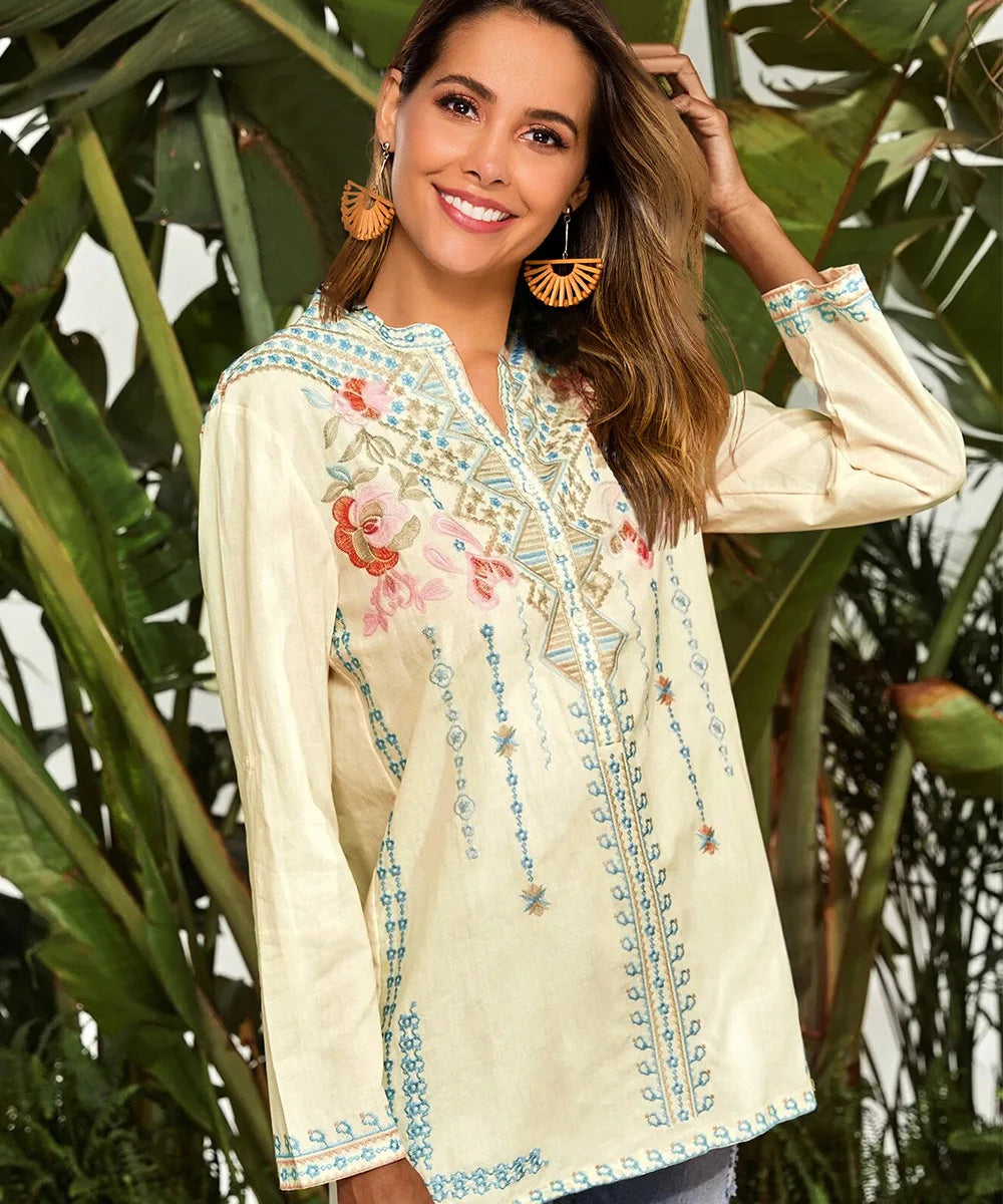Hippie Bluse Mit Trompetenärmel