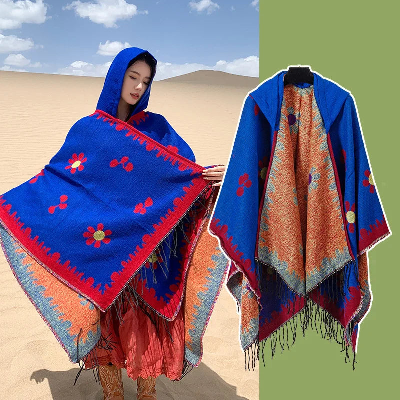 Poncho Hippie Blumen