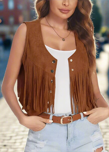 Leder Fransen Weste