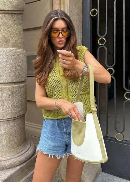 Hippie Weste Damen Gehäkelt