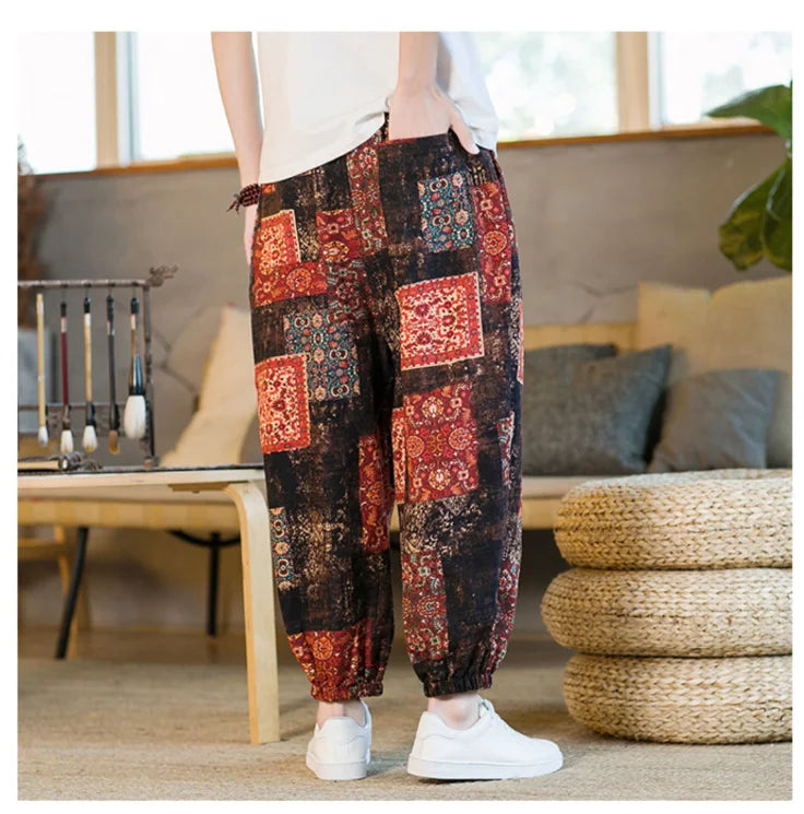 Herren Hippie Hosen Mit Weitem Bein