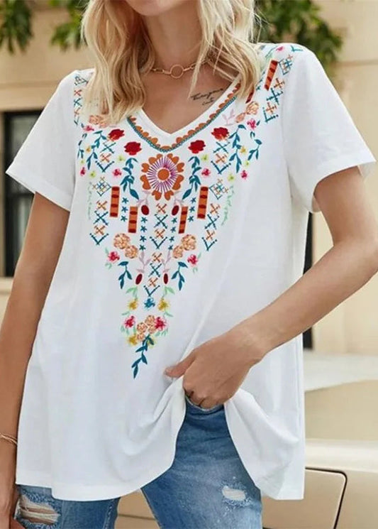 Hippie Oberteil Spitze Weiß